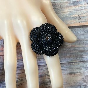 Black gunmetal rhinestone rhinestone stretch ring